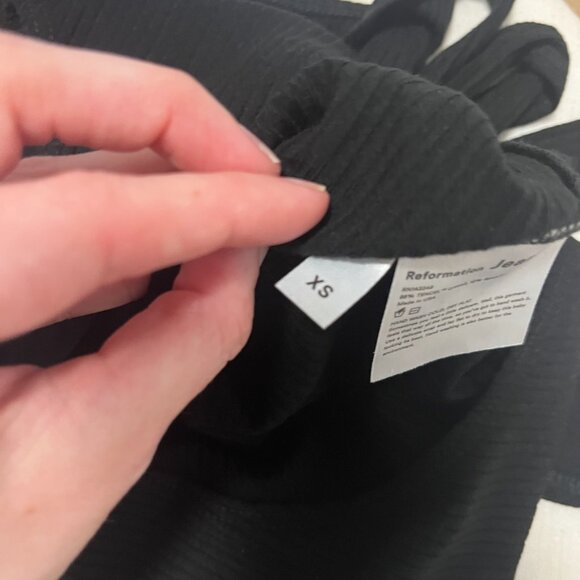 Reformation Black Ribbed Tie Strap Bodysuit Size XS - Picture 3 of 7